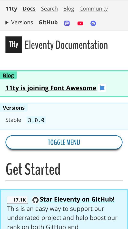 Screenshot of 11ty.dev